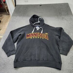 Minnesota Hockey Sweatshirt Mens XL Black Ice Hockey J-America Lace Up Hoodie